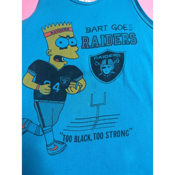 1990s Bootleg BART SIMPSON RAIDERS Blue Tank Top T-Shirt. Medium-Large. AS IS - Picture 6 of 10